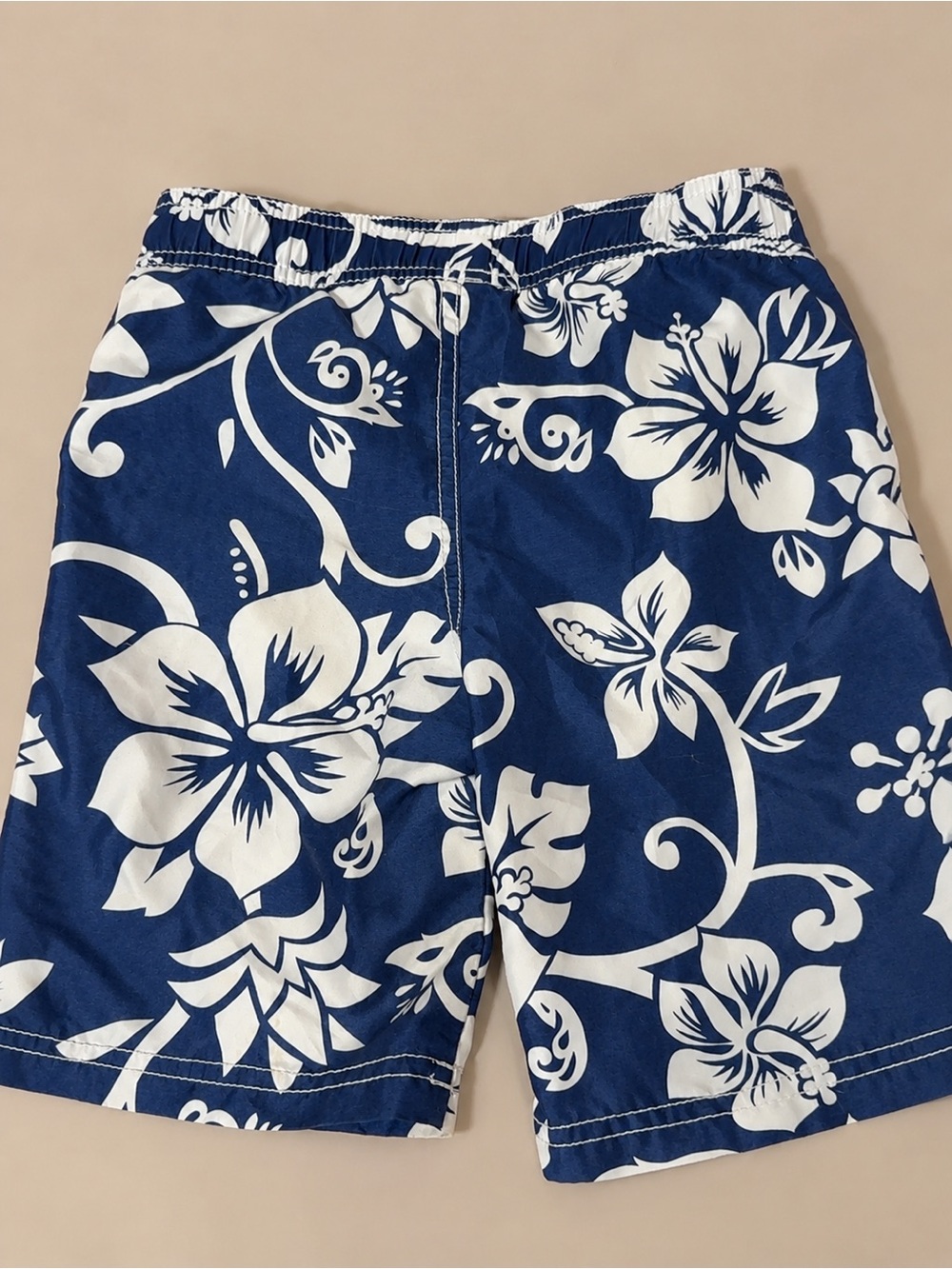 Old Navy Navy Blue and White Floral Swim Trunks